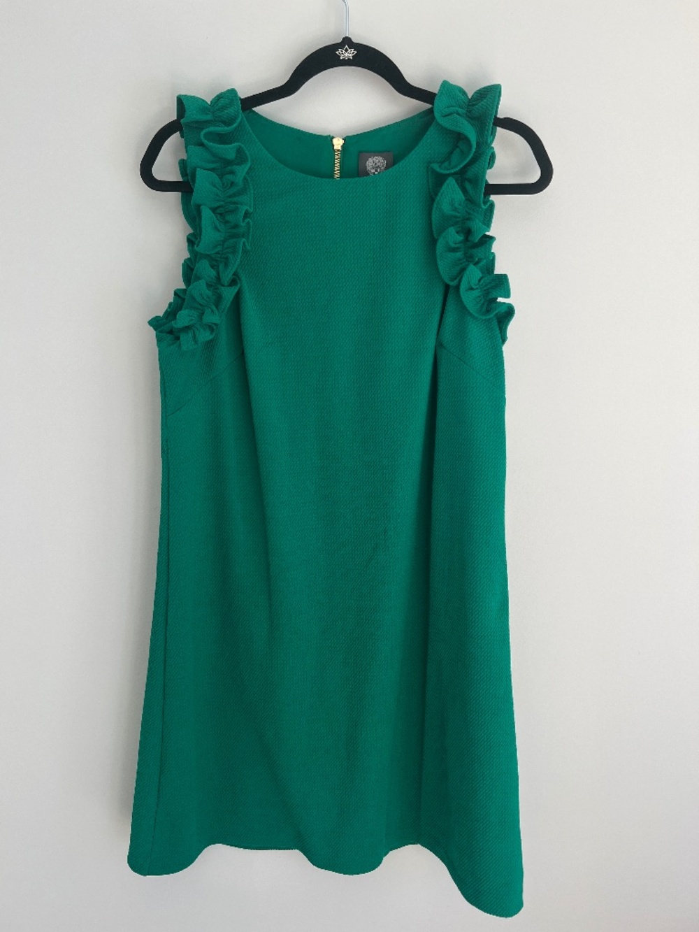 Vince Camuto Emerald Green Ruffle Sleeve Shift Dress - Size 14